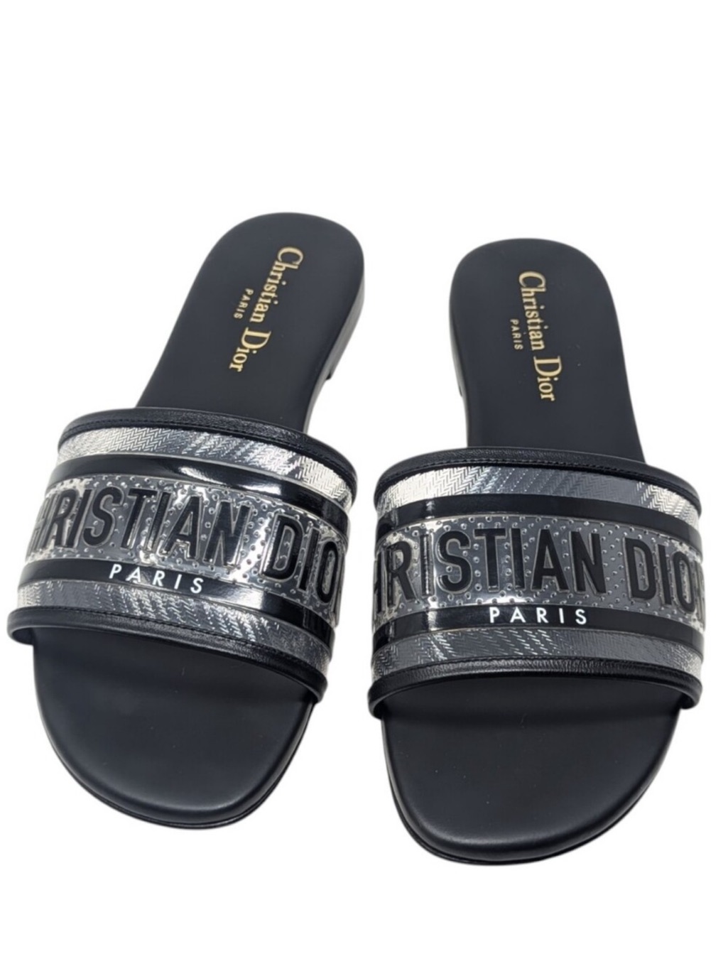 Dior Dway Vinyl Black Transparent Jelly Slide Sandals Size 35